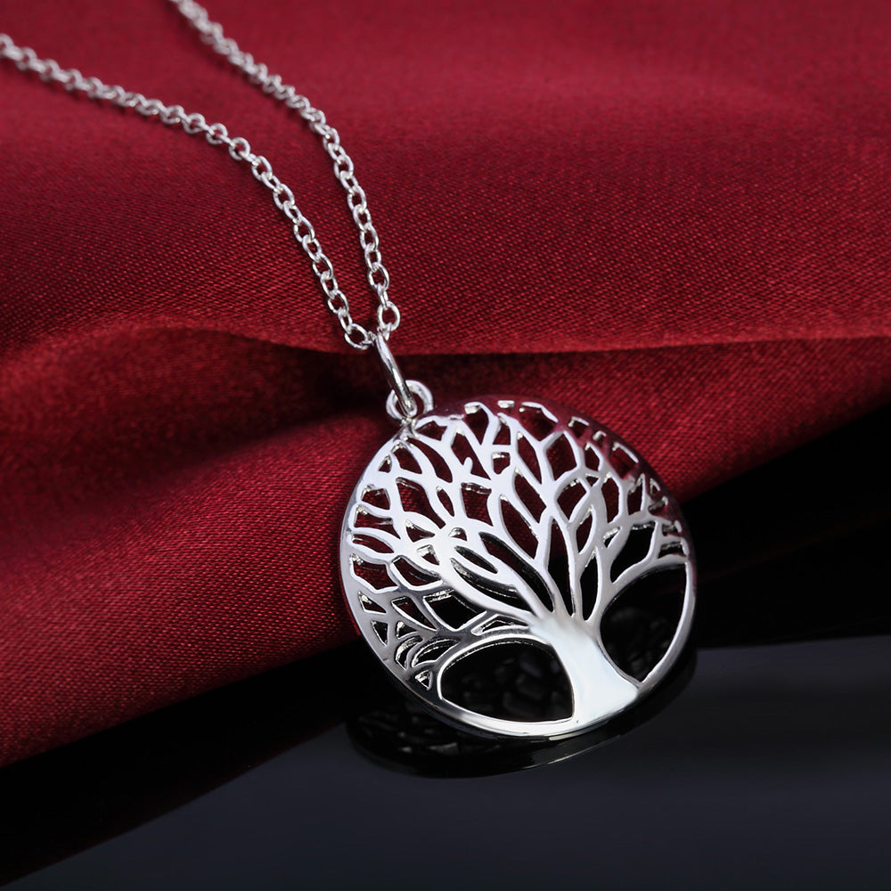 Ensembles en argent arbre rond pendentif collier boucles d’oreilles