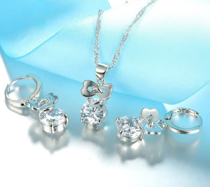 Ensembles en argent sterling 925, zirconia, cristal