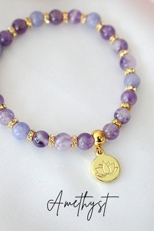Bracelet en quartz rose et améthyste