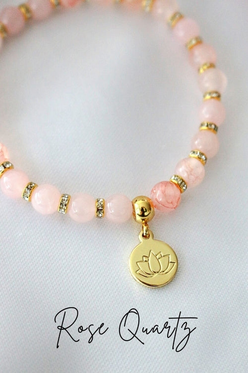 Bracelet en quartz rose et améthyste