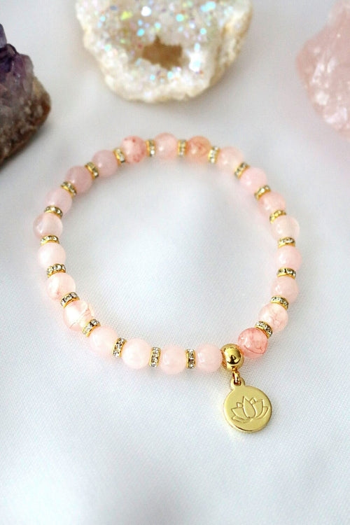 Bracelet en quartz rose et améthyste